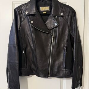 MICHAEL Michael Kors Black Leather Moto Jacket